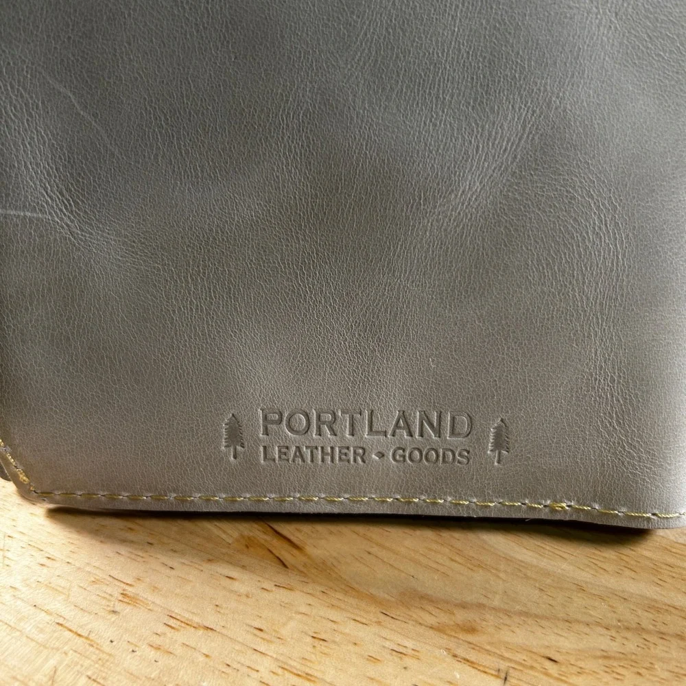 Portland Leather Goods Grey Leather Envelope Notebook Cover A6 Pocket Snap Case